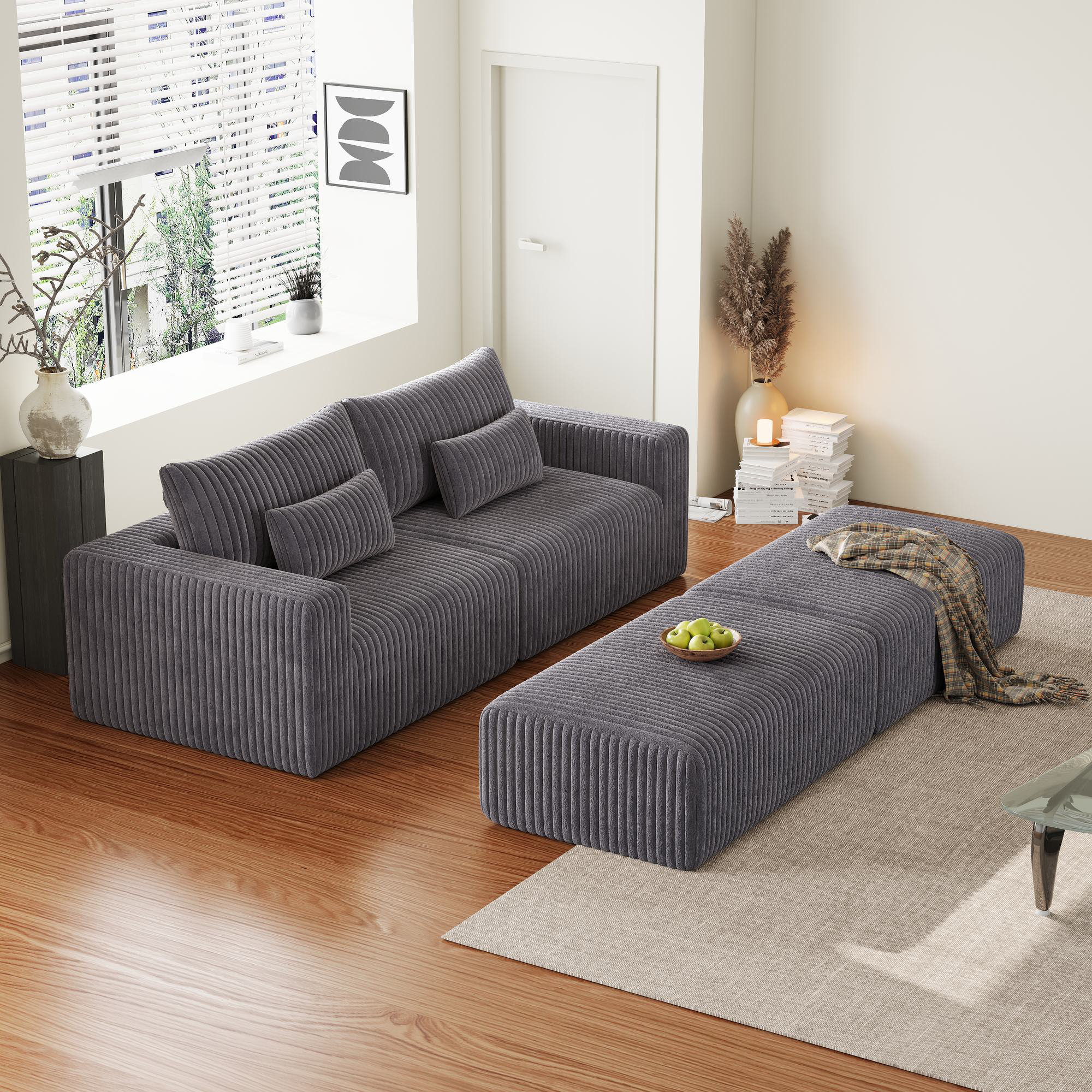 Hokku Designs Ashira 4 - Piece Corduroy Sectional | Wayfair