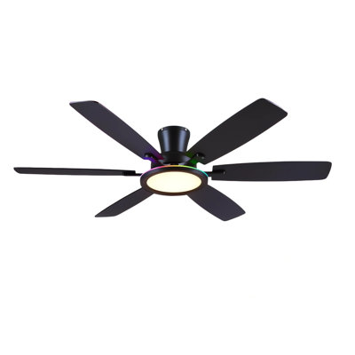55" 6-blade Ceiling Fans With RGB Multicolor Nightlight and Remote Control
