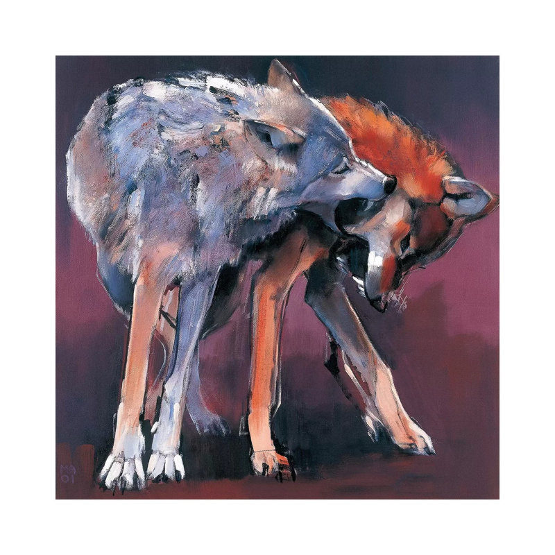 Two Wolves, 2001 by Mark Adlington - Wrapped Canvas Print, 45.72 cm H x 45.72 cm W x 1.91 cm D