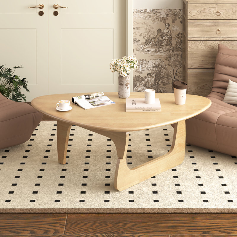 Table basse moderne Mid Century, table basse triangulaire en bois massif pour le salon, table à thé moderne pour la maison, naturel, 50,4 x 30,7 x 16,5