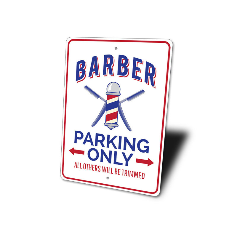 Enseigne en aluminium Barber Shop, H 10 po x l 14 po x P 0,04 po