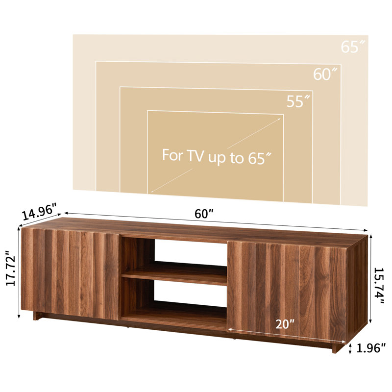 60" TV Stand with Storage, Brown