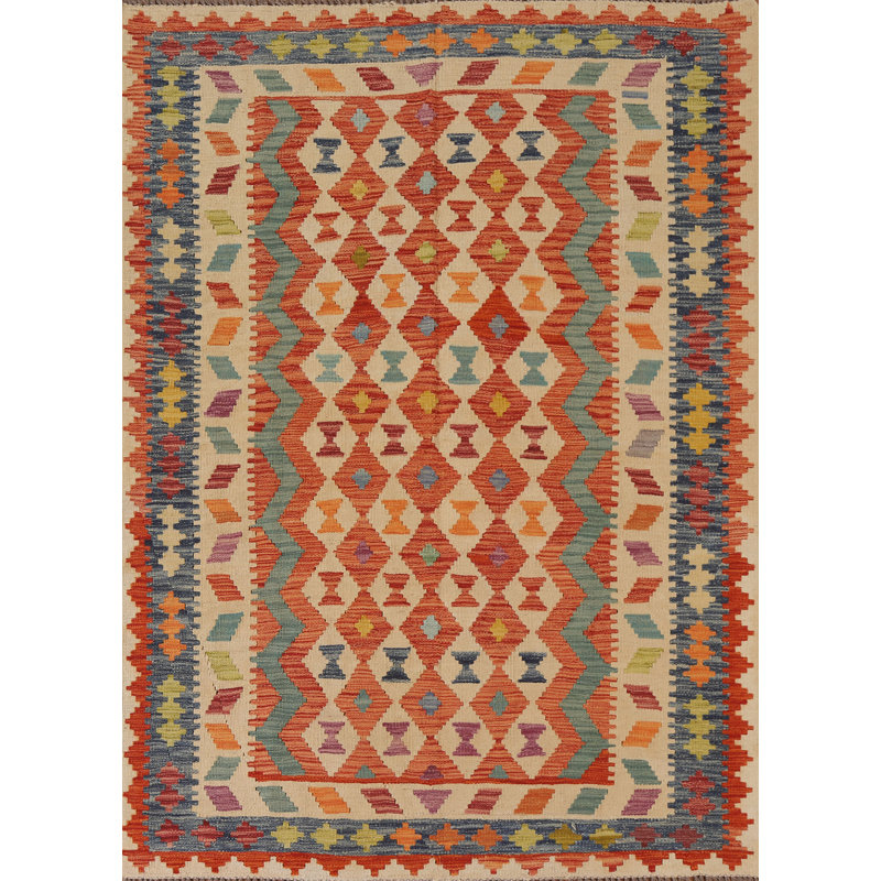 Tapis kilim réversible en laine 5 x 6