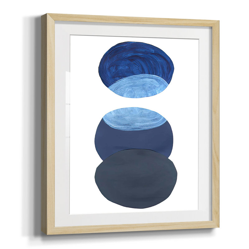 «Ultramarine Orbs I», reproduction encadrée, Papier avec cadre naturel, Blanc