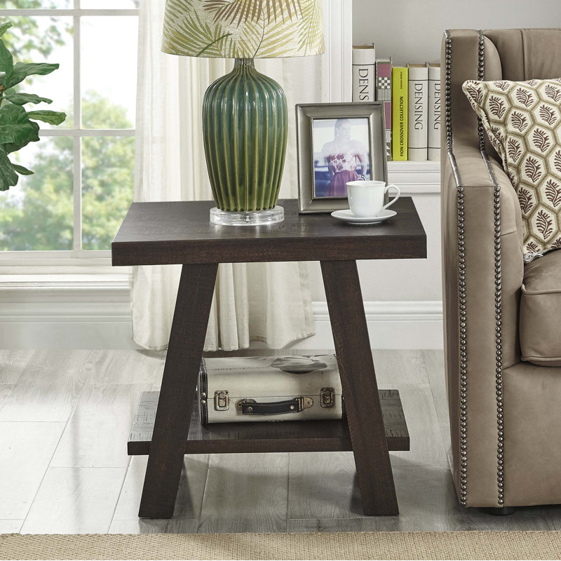 Angeleca End Table with Storage Shelf, Espresso
