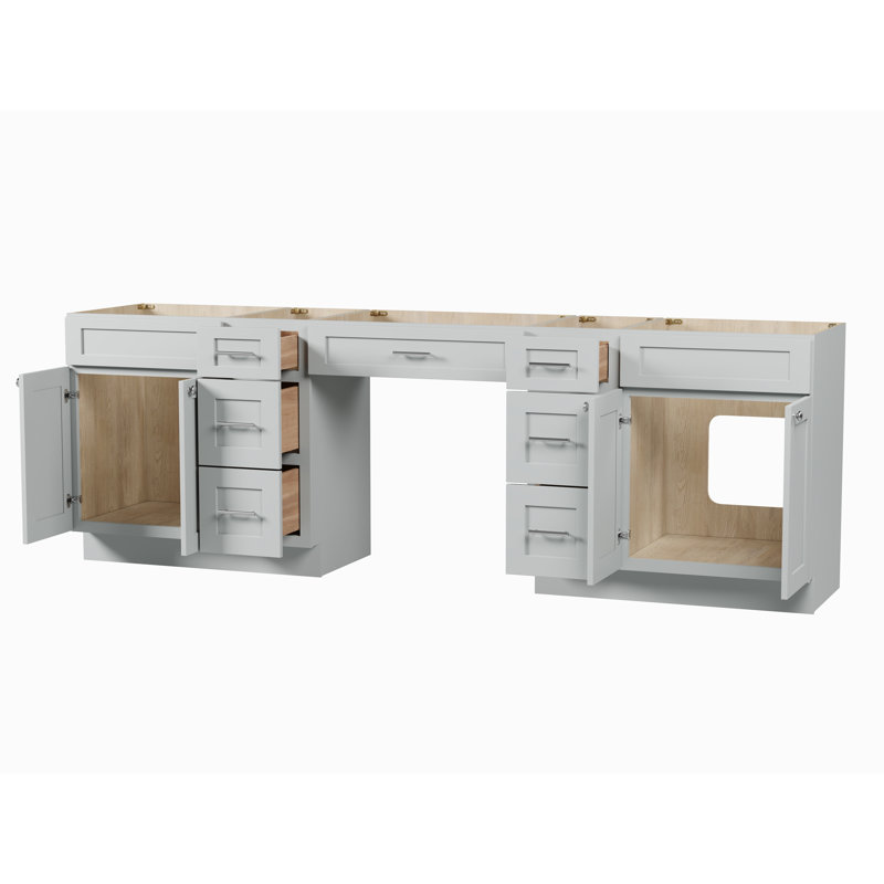 102'' Double Bathroom Vanity Base Only, Gray