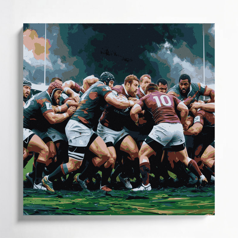 Sports Rugby Black Canvas Wall Art, 32" H x 32" W