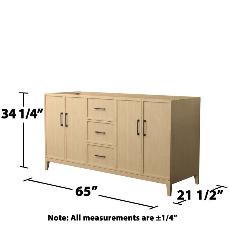 Elan 65'' W Double Bathroom Vanity Base, Tan/Matte Black