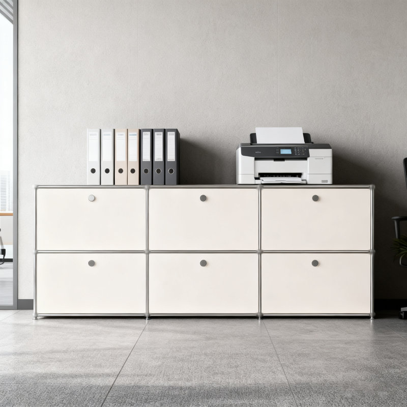 Armoire de rangement modulaire en métal avec tablettes réglables, Blanc