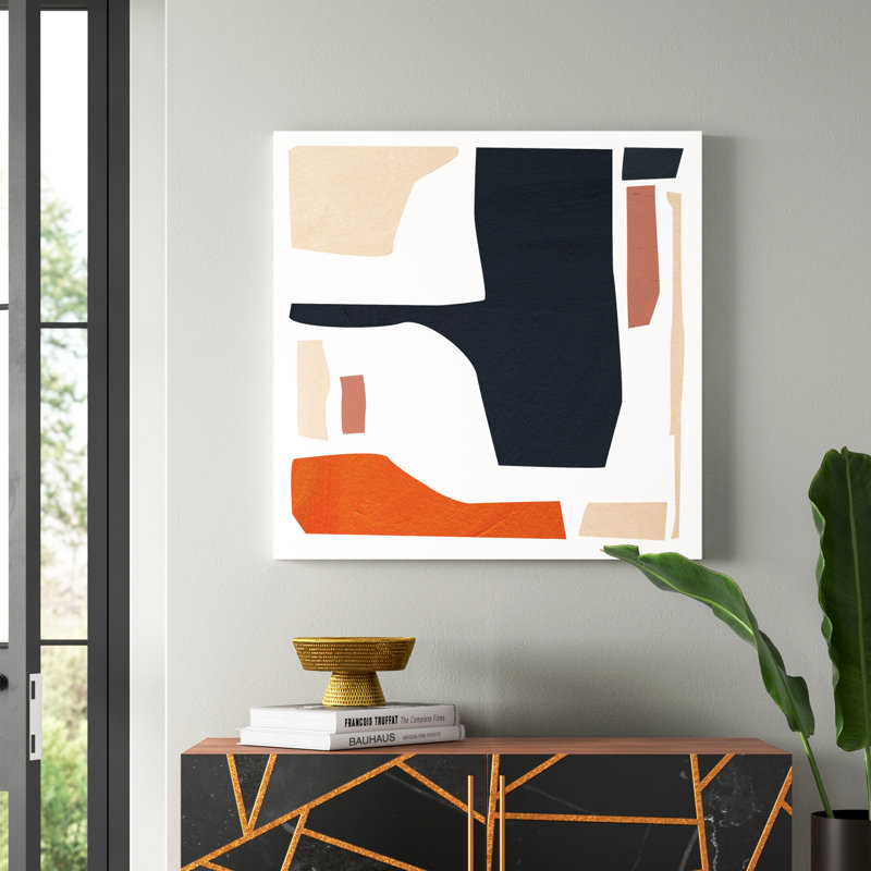 «Mid Century Shapes IV» par Melissa Wang, reproduction sur toile, H 12 po x l 12 po, Non, Toile encadrée noire