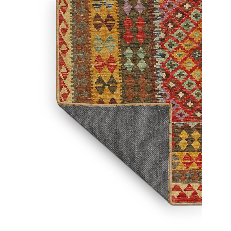 Tapis orange/rouge/gris contemporain, Rectangle 2 pi x 4 pi