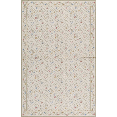 Hand-Knotted High-Quality Beige and Green Area Rug