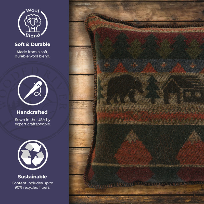 Wooded River Cabin Bear - Decor Pillow - 20x20