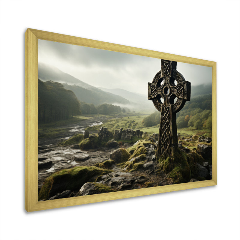 Irlande Celtic Harmony - Art mural Irlande, H 34 po x l 44 po x P 1,5 po, Cadre doré simple