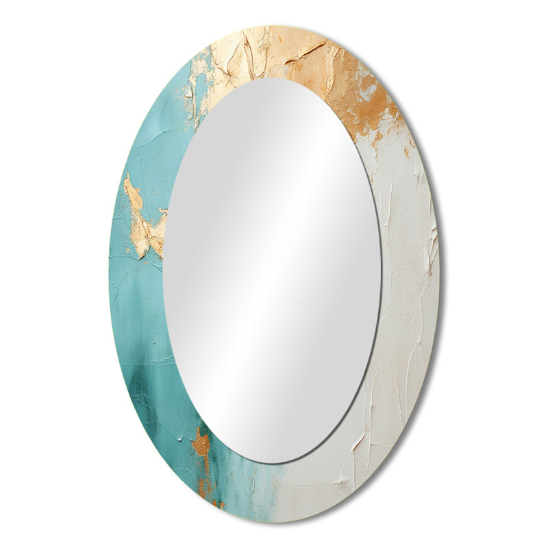 Minimalisme méditation I - Grand miroir mural ovale sur métal, 36 po x 24 po