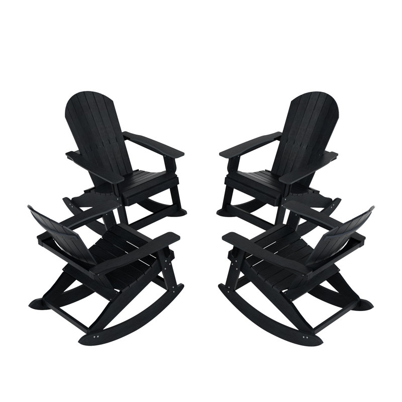 Arrlo Outdoor Adirondack HIPS Rocking Chair, Black