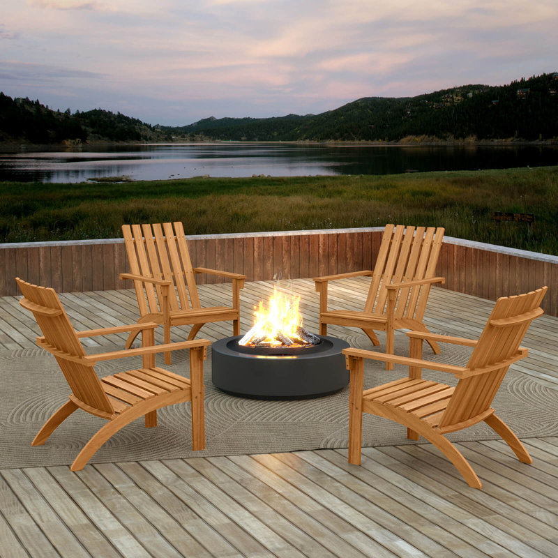 1 PCS Patio Adirondack Chair with Inclined Seat High Backrest for Porch Backyard Poolside