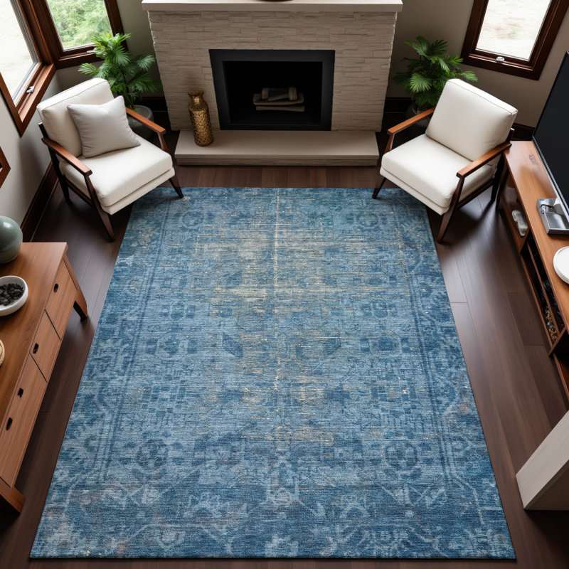 Premium Machine Washable Larock AMF1228 Global Rug, Rectangle 3' x 5'