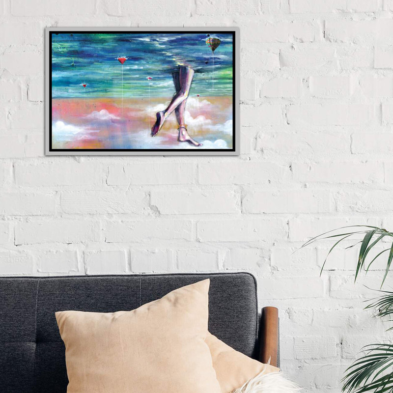 " Cloud Walk ", Silver Framed Canvas, 18" H x 26" W x 1.5" D