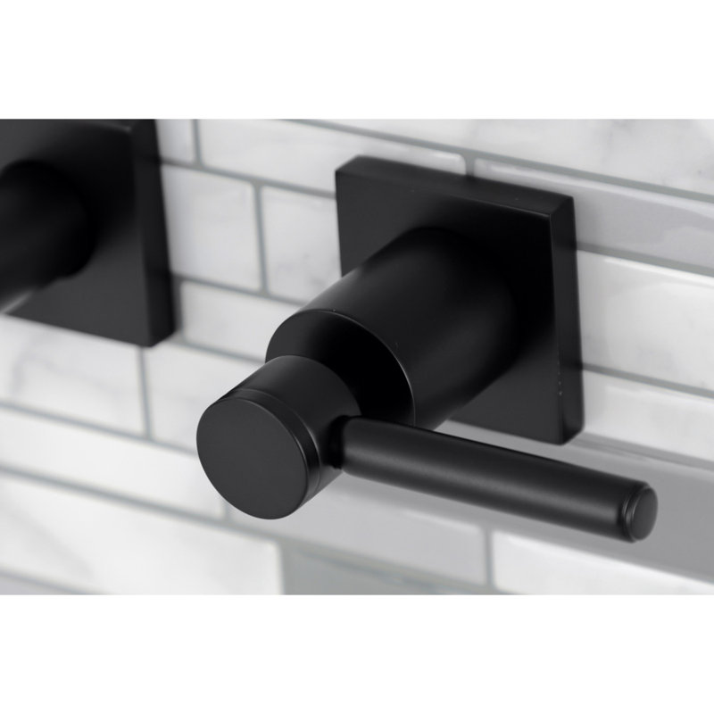 Kingston Brass Concord Two-Handle 3-Hole Wall Mount Bathroom Faucet, Matte Black, Lever