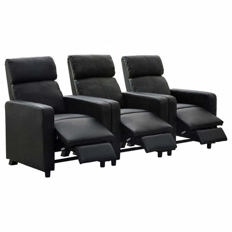 Cinéma maison 3 places rembourré en tissu noir