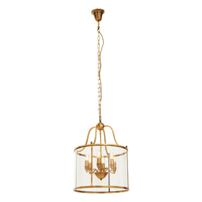 Dereham 6 - Light Brass Drum Pendant