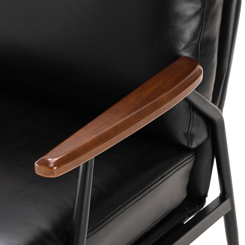 Fauteuil large de 28 po Ronishia, Similicuir noir