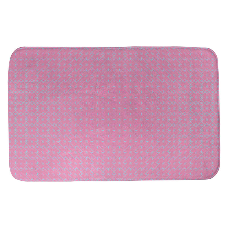 Tapis de bain antidérapant rectangulaire en forme de napperon de style Elizabeth bueschel, l 17 po x L 24 po, Rose / Bleu