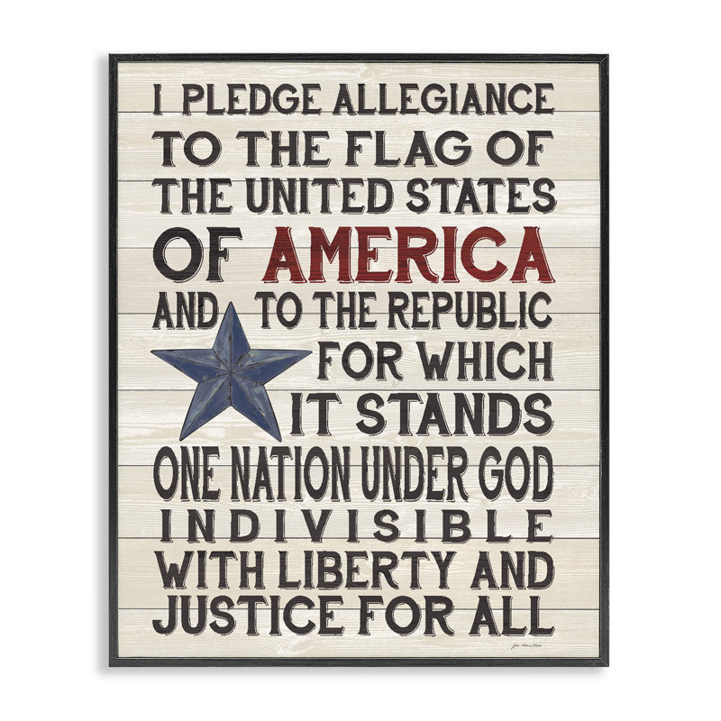 «Pledge of Allegiance», reproduction d'impression sur toile, H 14 po x l 11 po, Giclée encadrée noir minuit