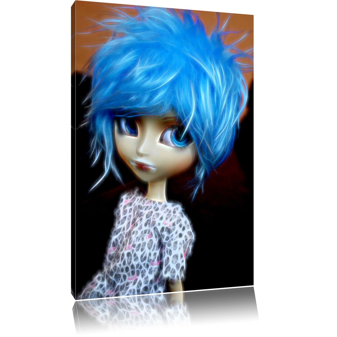 Leinwandbild Rebellische Pullip-Puppe in Blau/Schwarz