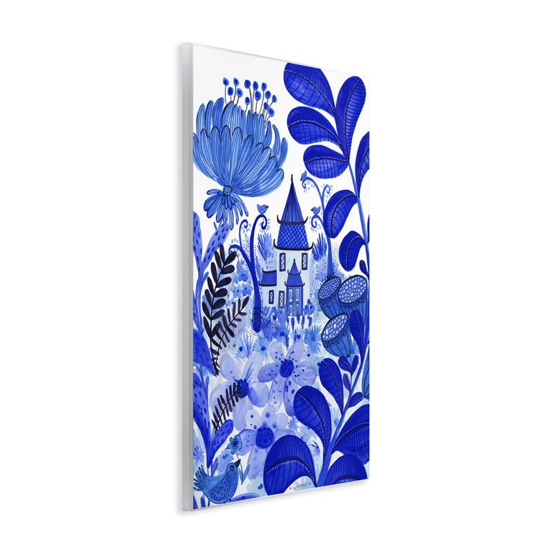 Plaque murale de jardin fantaisiste bleue, par Kay Widdowson, H 19 po x l 13 po