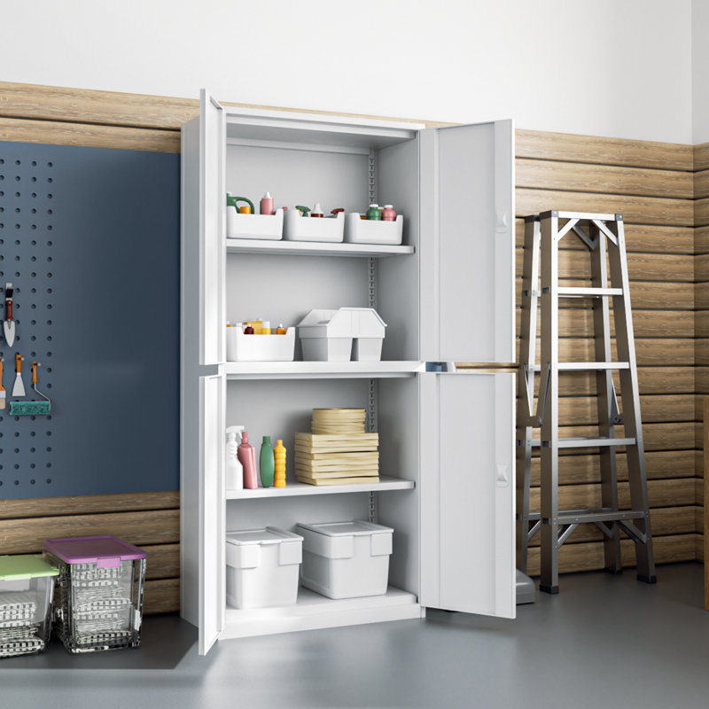 Armoires de rangement en métal avec serrure, Blanc