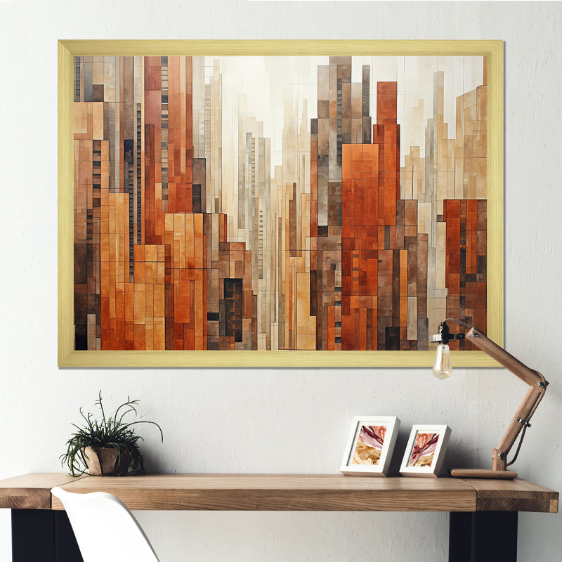 Caramel Colonnes Skycrapers Dream III - Skyscrapers, reproductions encadrées, Cadre doré simple, H 30 po x l 40 po x P 1,5 po