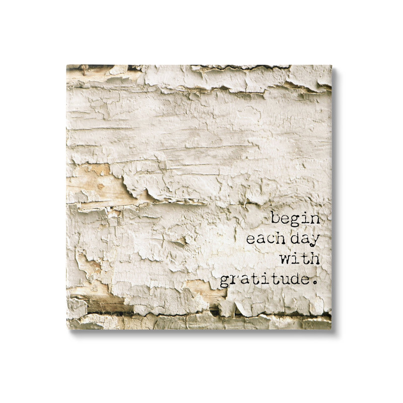 «Inspiring Gratitude Typographie Expression Rustic Flake Tree» par Graffitee Studios - Art graphique sur toile non encadrée