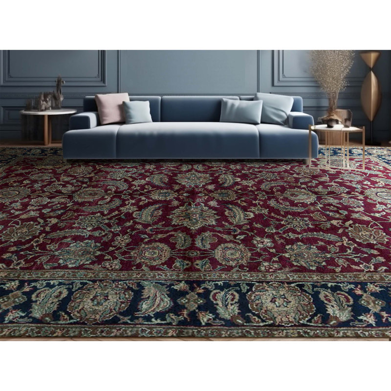 Sona Wool Oriental Area Rug in Red/Navy