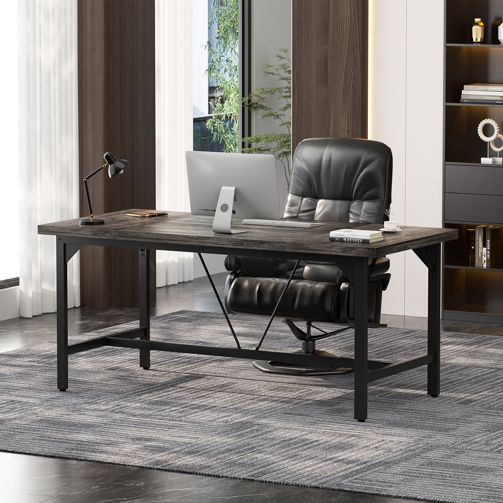 Inbox Zero Necattin 63 Inch Computer Desk, Sturdy Large Office Desk ...