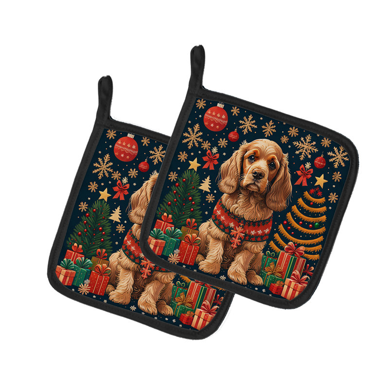 Cocker Spaniel Christmas Pair of Pot Holders