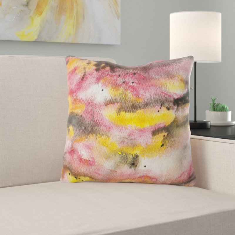 Novalie Watercolor Outdoor Square Pillow Cover & Insert, Microsuede, Indoor