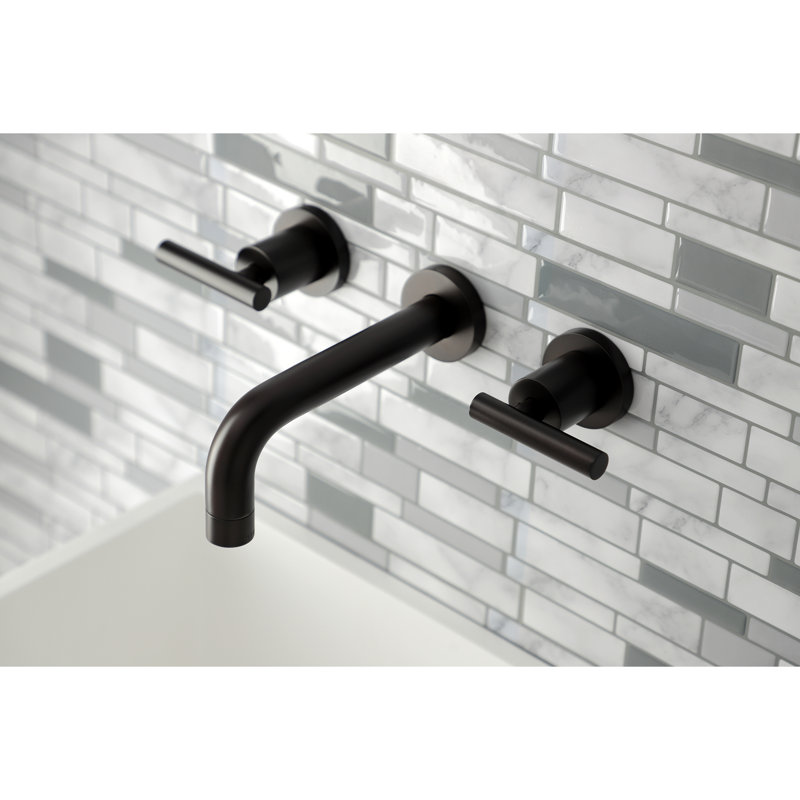 Kingston Brass Manhattan Two-Handle 3-Hole Wall Mount Bathroom Faucet, Oil Rubbed Bronze