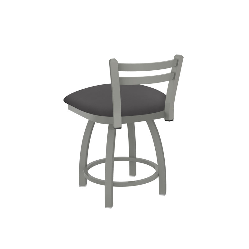Tabouret de coiffeuse en métal Jackie, Nickel anodisé, Vinyle - Tempête de galop