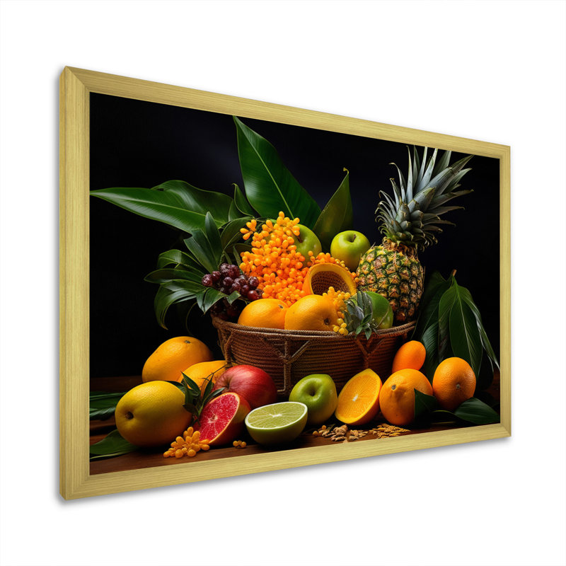 Caraïbes, fruits I - impression, Encadrement doré, H 24 po x l 32 po x P 1 po