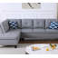Canapé modulaire en forme de L gris en similicuir 2 pièces-130226330