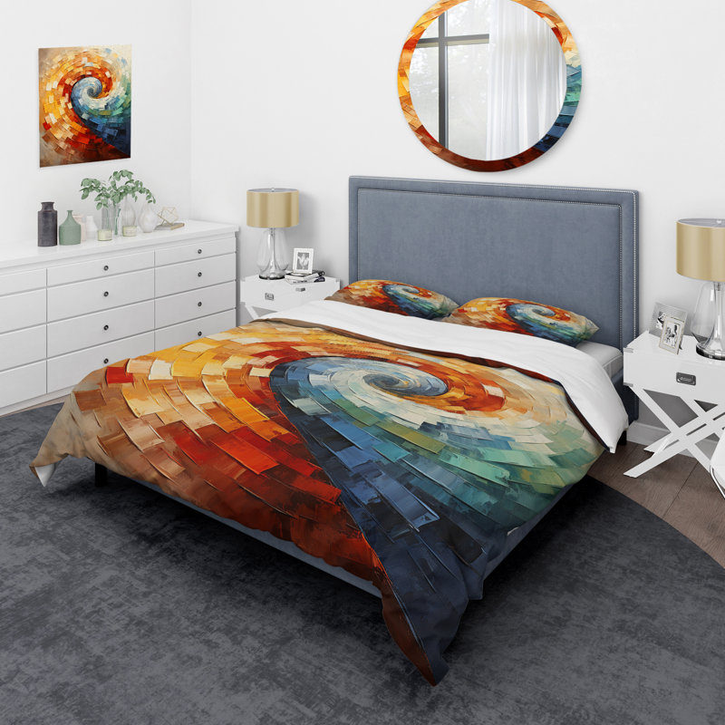 Ensemble de housse de couette Solitaire Spiral Colorful Arc Rainbow I - Abstract Spirals