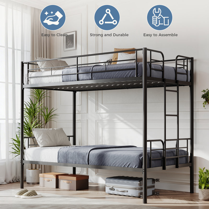 Alisiana Kids Twin Over Twin Bunk Bed, Black