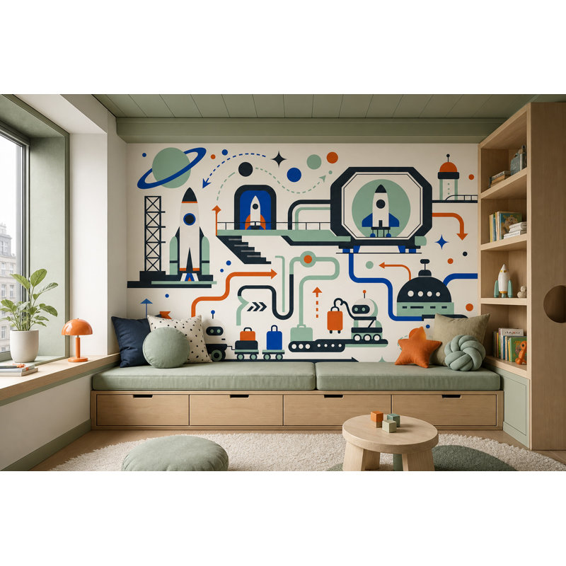 Décoration murale Mid Mid Century, 120"x96", Textured Non-Pasted