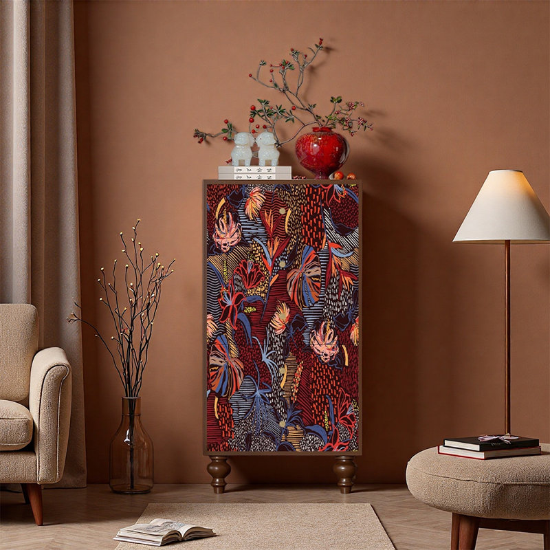 Armoire décorative en pin massif, Noyer