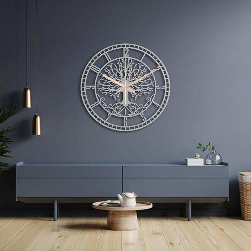 Horloge murale ronde en métal Tree Of Life