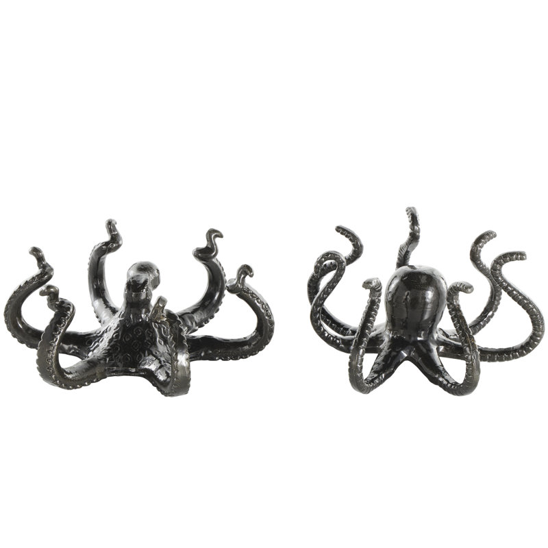 Ensemble de sculpture noire en aluminium avec accoudoirs évasés Calynn