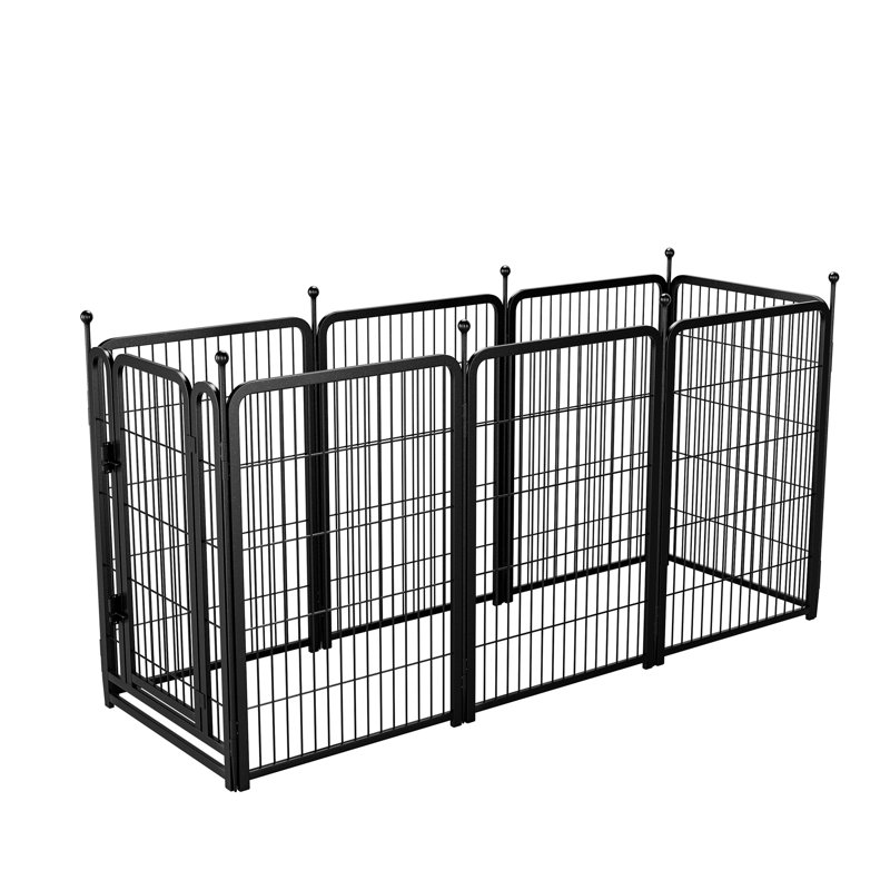 Parc pour chien avec enclos à 8 panneaux pour chien, Noir, noir, noir, noir, H 40,03 po x l 52,43 po x P 52,43 po