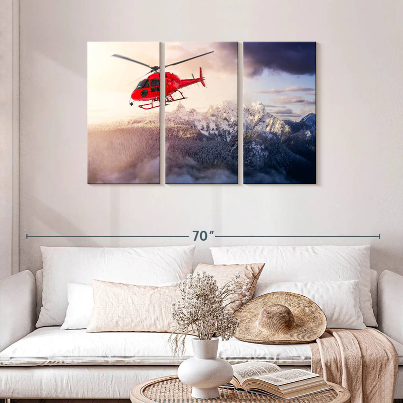 Mehar Flying Red Helicopter, 28" H x 45" W